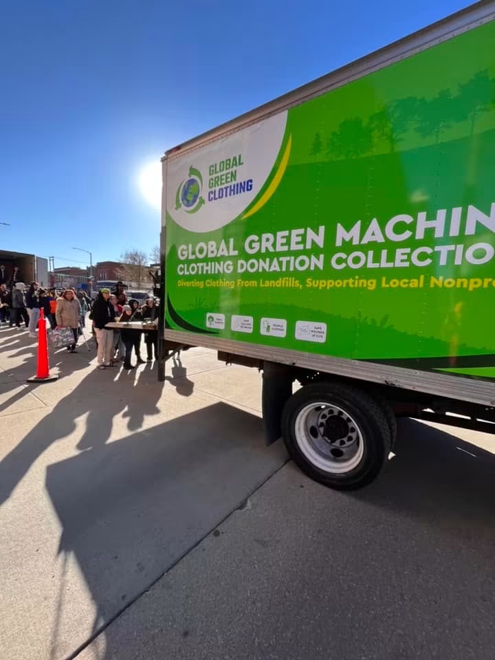 The Global Green Machine truck parked downtown on a sunny day